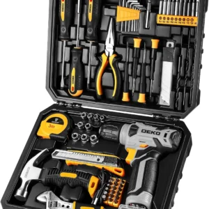 DEKO 126-Piece Tool Kit with 8V Cordless Drill and 10MM Keyless Chuck