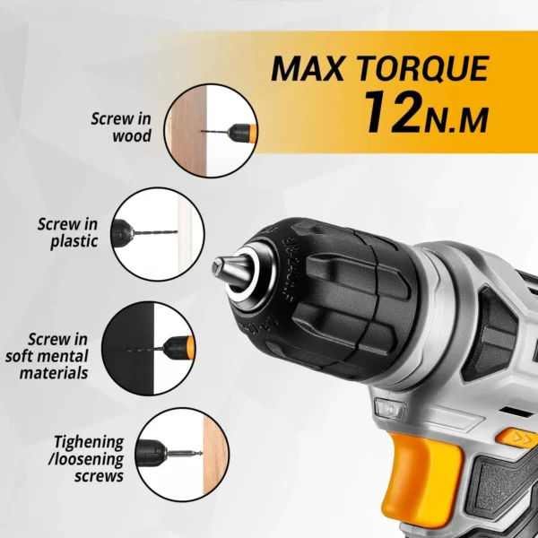 DEKO 126-Piece Tool Kit with 8V Cordless Drill and 10MM Keyless Chuck - Image 5