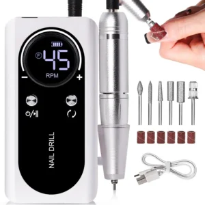 Portable 45000RPM Electric Nail Drill – Low Noise, Rechargeable