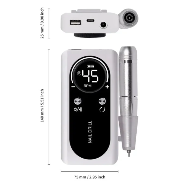 Portable 45000RPM Electric Nail Drill – Low Noise, Rechargeable - Image 6