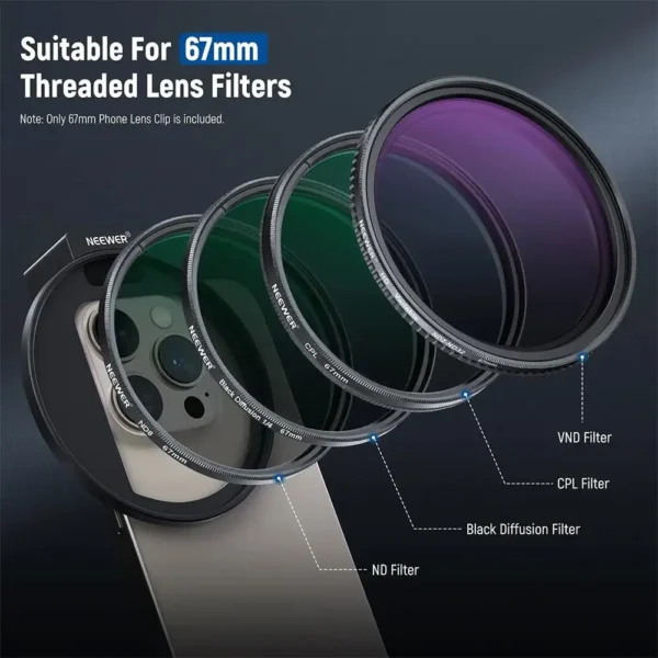 67mm Phone Filter Holder Mount Lens Filter Clip With Cold Shoe Adapter Universal For IPhone Photography And Camera Accessories - Image 4