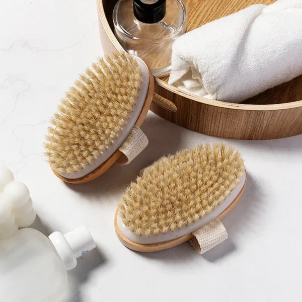 Natural Bristle Brush Soft Wet Dry Skin Body SPA Brush Bath Massager - Image 2