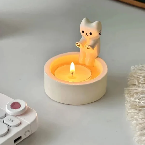 Cute Kitten Candle Candlestick Cartoon Cat Aromatherapy Candle Holder Durable Birthday Gift Ornament - Image 3