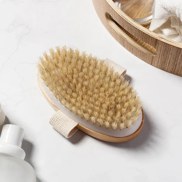 Natural Bristle Brush Soft Wet Dry Skin Body SPA Brush Bath Massager - Image 6