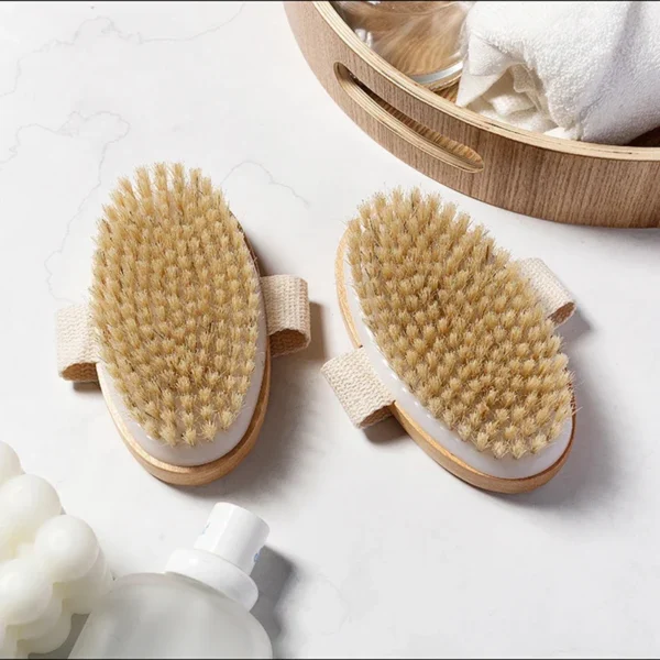 Natural Bristle Brush Soft Wet Dry Skin Body SPA Brush Bath Massager - Image 4