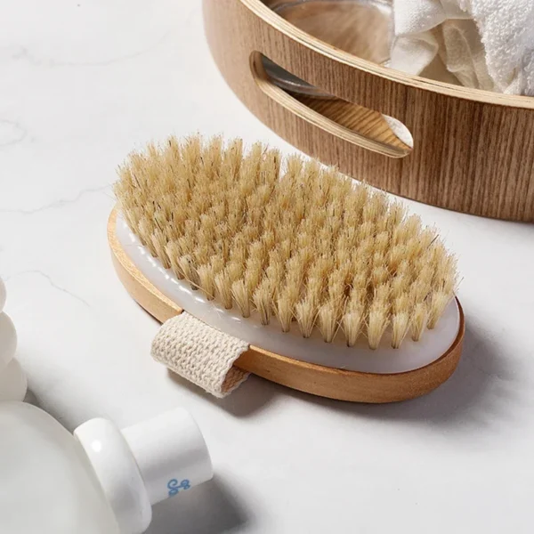 Natural Bristle Brush Soft Wet Dry Skin Body SPA Brush Bath Massager - Image 3