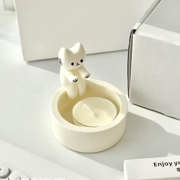 Cute Kitten Candle Candlestick Cartoon Cat Aromatherapy Candle Holder Durable Birthday Gift Ornament - Image 2