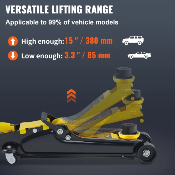VEVOR 2.5T Floor Hydraulic Jack Pneumatic Low Profile Floor Jack Heavy-Duty Steel Racing Floor Jack with Single Piston Lift Pump - Image 3