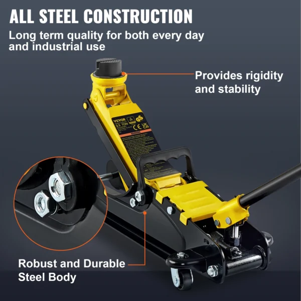 VEVOR 2.5T Floor Hydraulic Jack Pneumatic Low Profile Floor Jack Heavy-Duty Steel Racing Floor Jack with Single Piston Lift Pump - Image 4