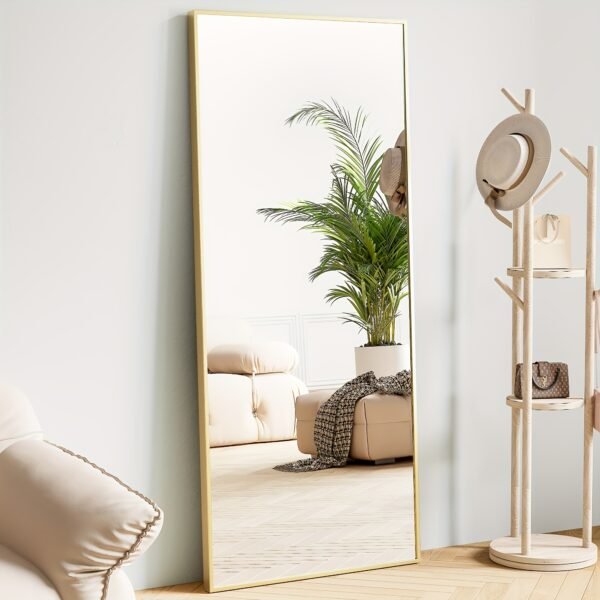 Arched/Rectangular Aluminum Full-Length Mirror with Stand, Wall & Floor Use - Image 15