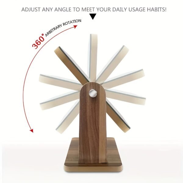360° Rotatable Wooden Makeup Mirror with HD Glass & Adjustable Stand for Bedroom, Bathroom, and Vanity Table - Image 8