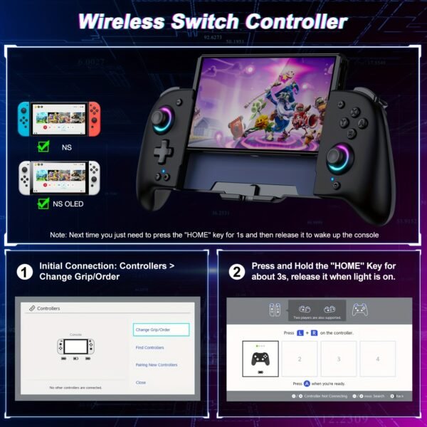 Integrated Gamepad Replacement for Switch / Switch OLED, Adjustable Turbo, RGB - Image 9