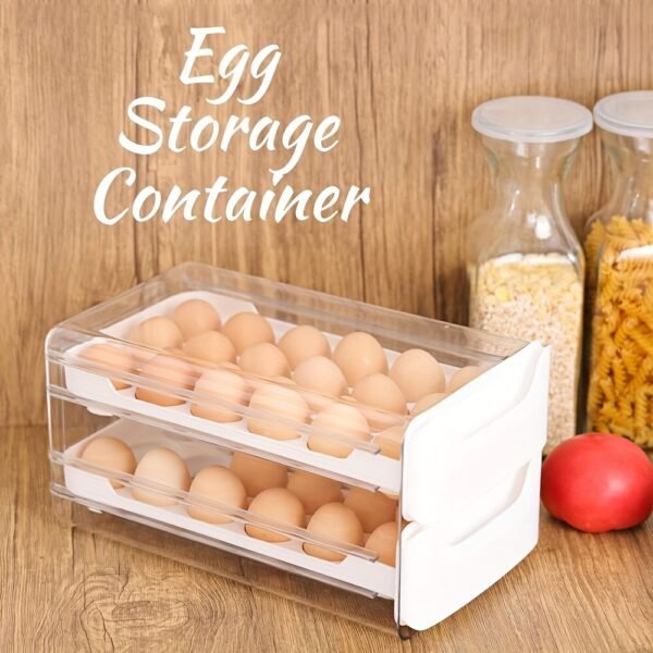 2-Layer Clear Egg Holder for Fridge – Stackable Plastic Organizer, 36-Egg Capacity with Handles - Image 8