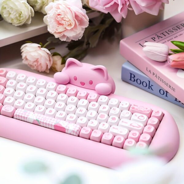 YUNZII C68 Triple Mode Mechanical Keyboard, Pink RGB, Hot-Swap, Gaming/Office, Win/Mac - Image 11