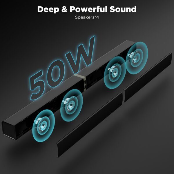 2 IN 1 TV Sound Bar, Sound Bars for Smart TV, 50W Wireless 2.0 Channel Home Audio Sound Bars with ARCu002FOpticalu002FAUX Connection - Image 12