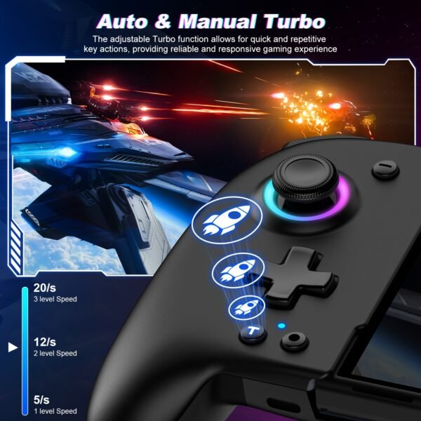 Integrated Gamepad Replacement for Switch / Switch OLED, Adjustable Turbo, RGB - Image 7