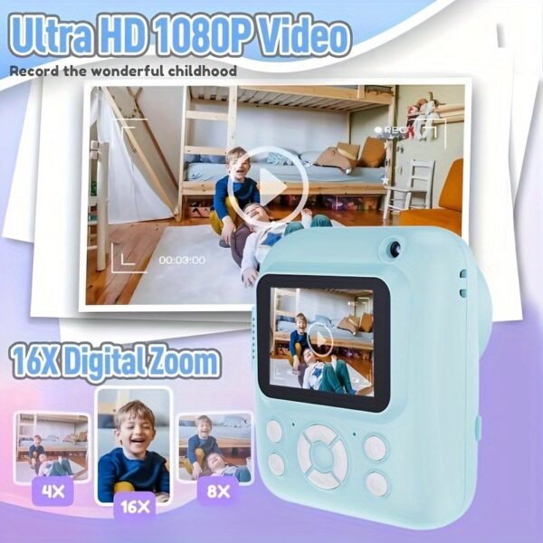 Instant Print Camera for Kids – 3-in-1 Camera, Games, MP3, 1080P Video, 10x Zoom, Includes 32GB & Accessories - Image 10