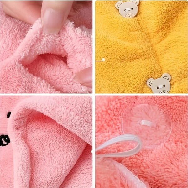 4-Pack Coral Fleece Hair Towel Turbans, Quick-Dry Super Absorbent Hair Wraps with Embroidery, 100% Cotton Hair Drying Caps for Women - Image 4
