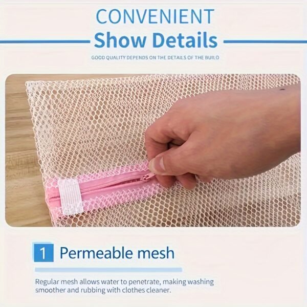 Laundry Mesh Bags 4-Pack, Durable Zippered Wash Bags for Protecting Clothes and Delicateshe Washing Machine, Laundry Bags - Image 8