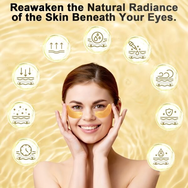 24pcs Golden Collagen Under Eye Patches – Brightening & Anti-Puffiness - Image 2