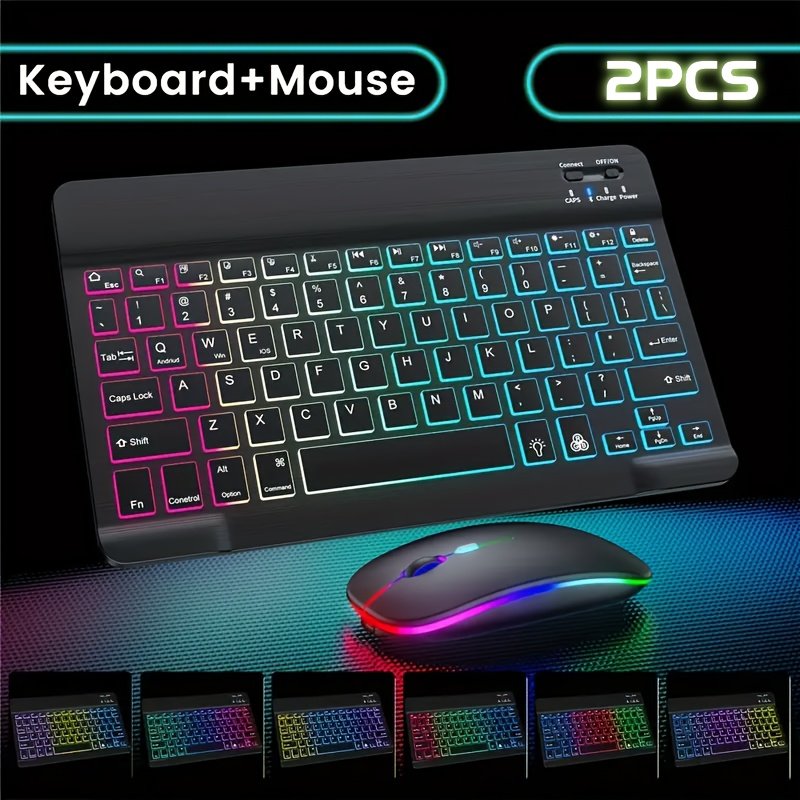 2025 Ultra-Thin Wireless Keyboard & Mouse Set – Rechargeable, Multi-Color, Portable for Phones & Tablets