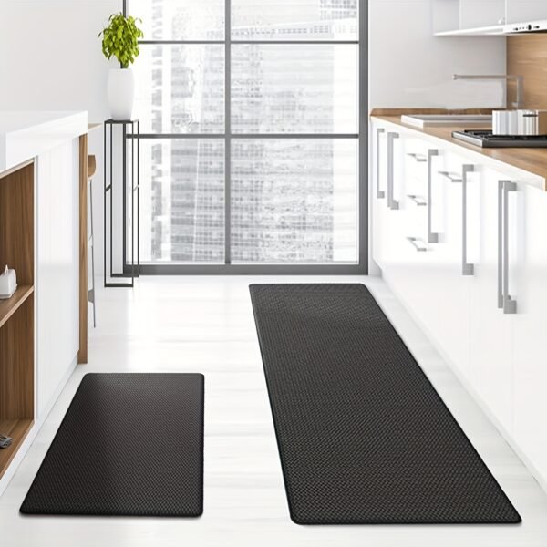 Black Kitchen Comfort Mats (2pcs) – Ergonomic, Non-Slip, Heavy Duty Foam Rugs - Image 10