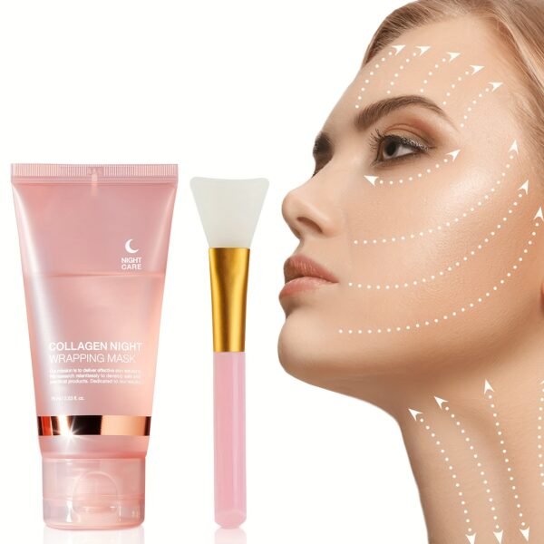 Collagen Night Mask with Jelly Brush – Brightening & Firming, 2.54oz ×2, Alcohol-Free - Image 9