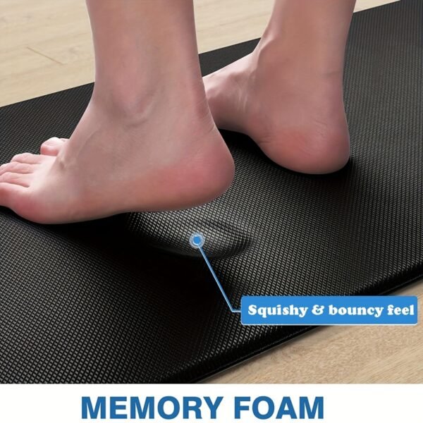 Black Kitchen Comfort Mats (2pcs) – Ergonomic, Non-Slip, Heavy Duty Foam Rugs - Image 5