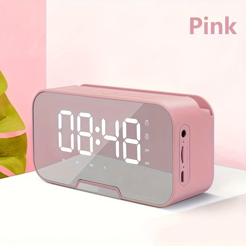 Mini Wireless Portable Speaker with FM Radio, LED Mirror, Mic, TF Card, USB Charge